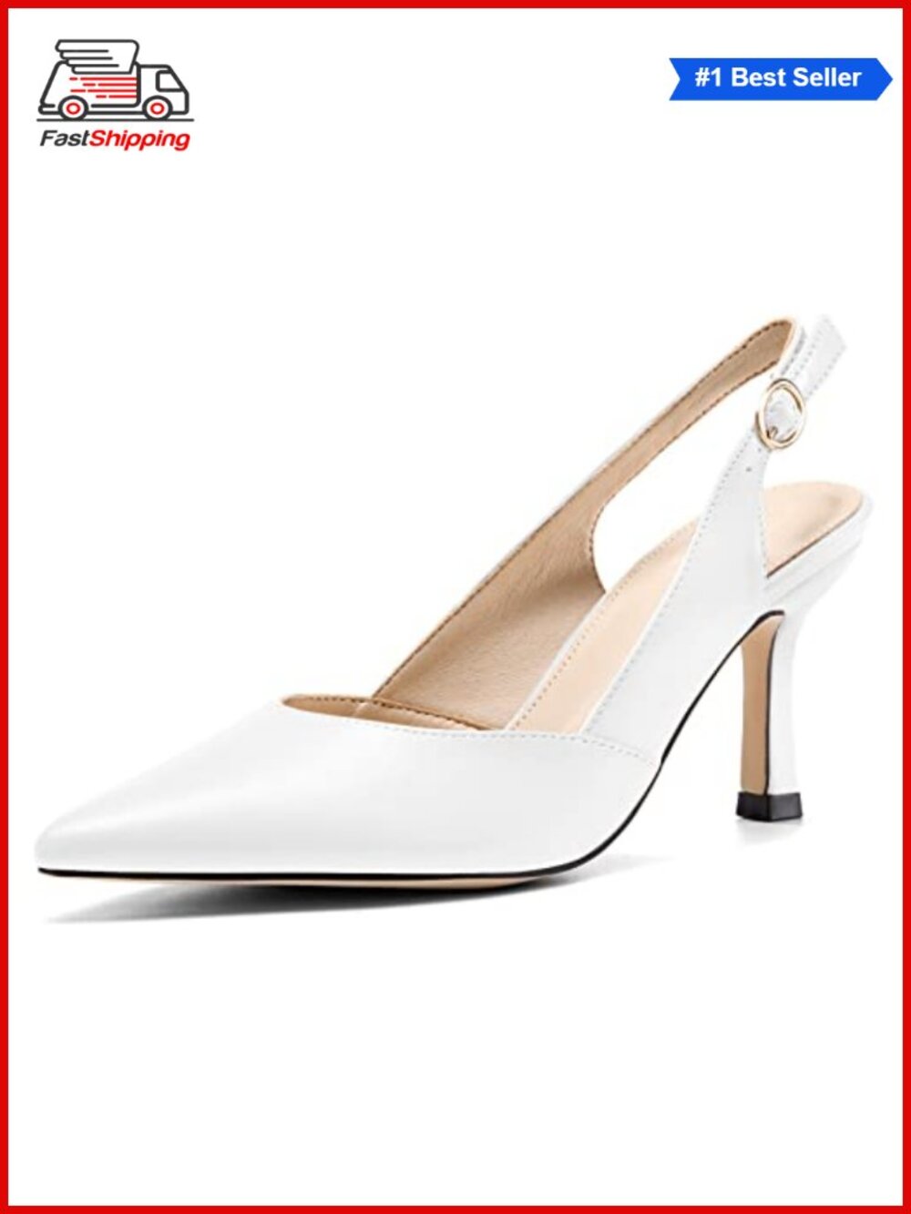 ✨ Slingback Kitten Heels Faux Leather Pointed Toe Pumps Wedding Party Dress